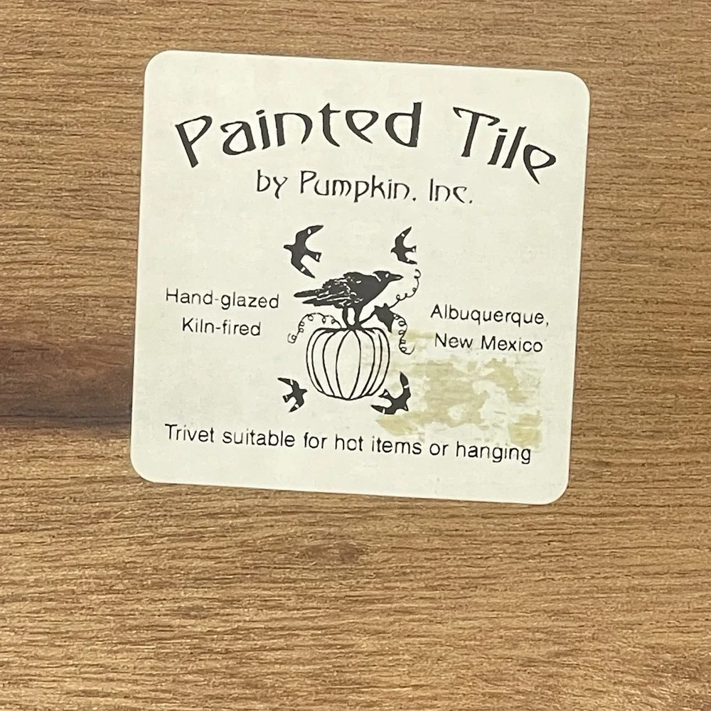 Cocker Spaniel Dog Hand Painted Tile Pumpkin Inc Framed Trivet Wall Hanging Pegs